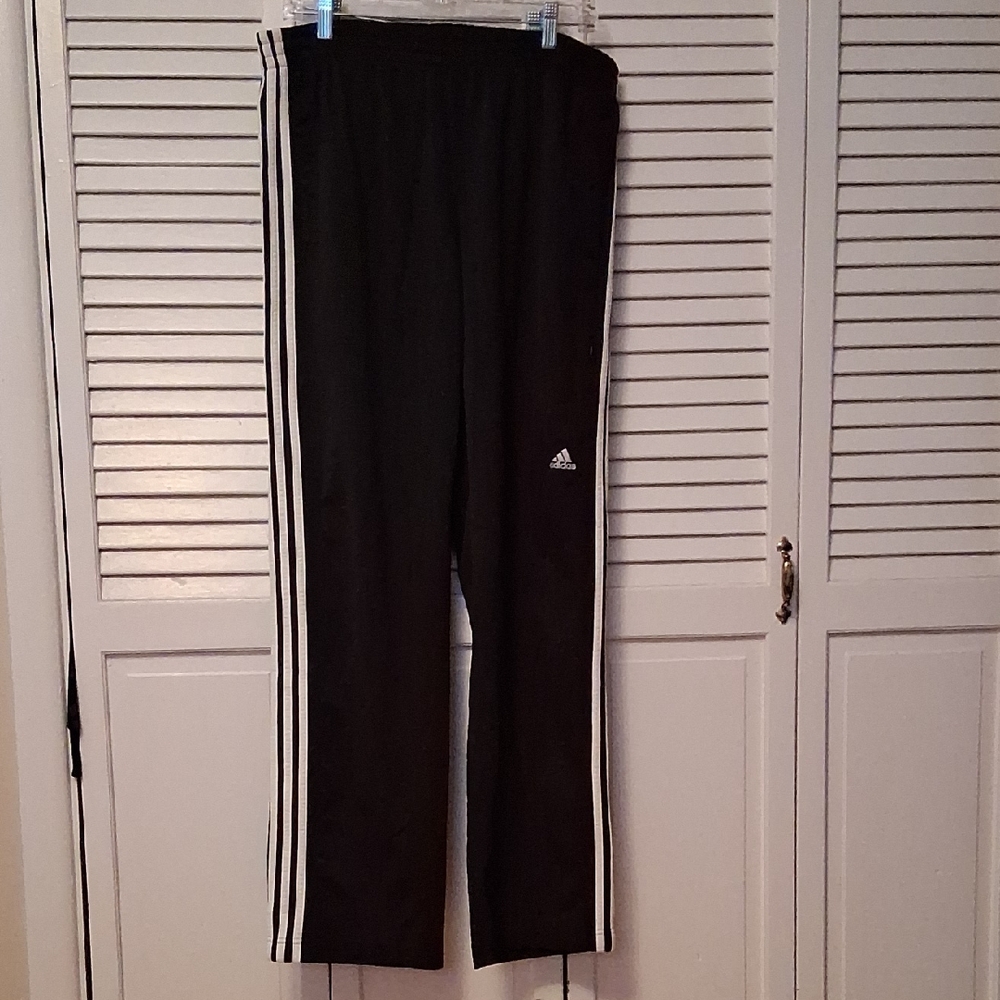 Adidas XL Black Joggers with White Stripes